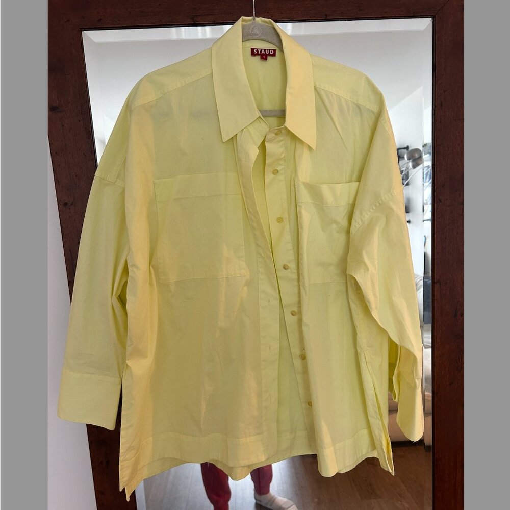 STAUD yellow boyfriend button down - payton top - sz small (oversized)